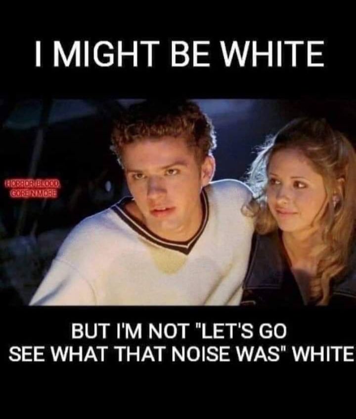 MIGHT BE WHITE BUT IM NOT LETS GO SEE WHAT THAT NOISE WAS WHITE