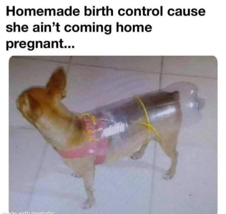 Homemade birth control cause she aint coming home pregnant