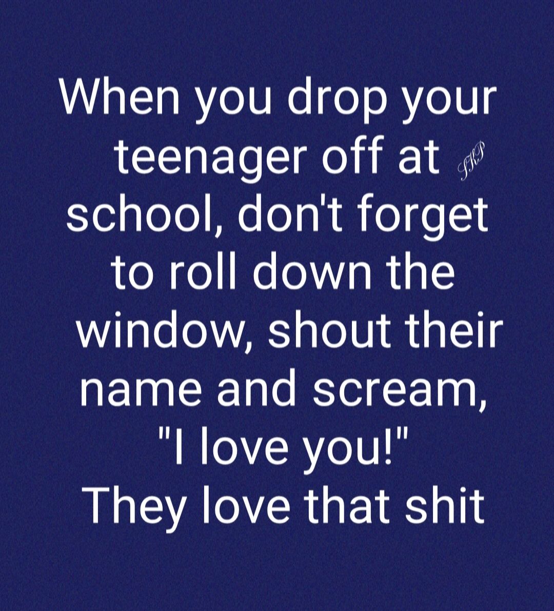 When you drop your teenager off at school dont forget to roll down the Wi gYe oA ae 101 M o 11 name and scream l love you They love that shit