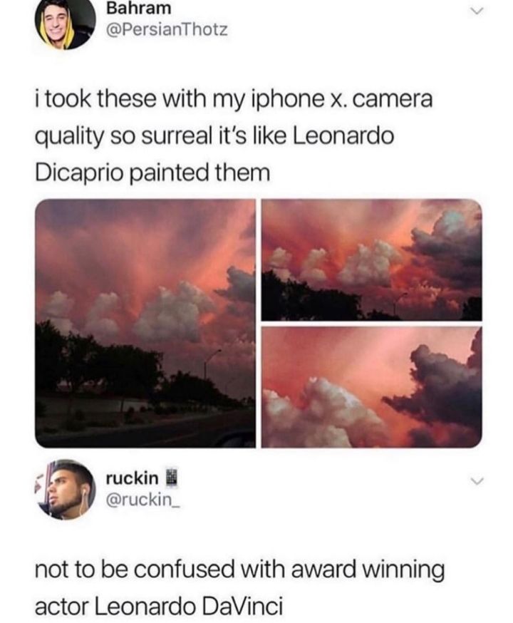 S Bahram PersianThotz i took these with my iphone x camera quality so surreal its like Leonardo Dicaprio painted them l ruckin B ruckin_ not to be confused with award winning actor Leonardo DaVinci