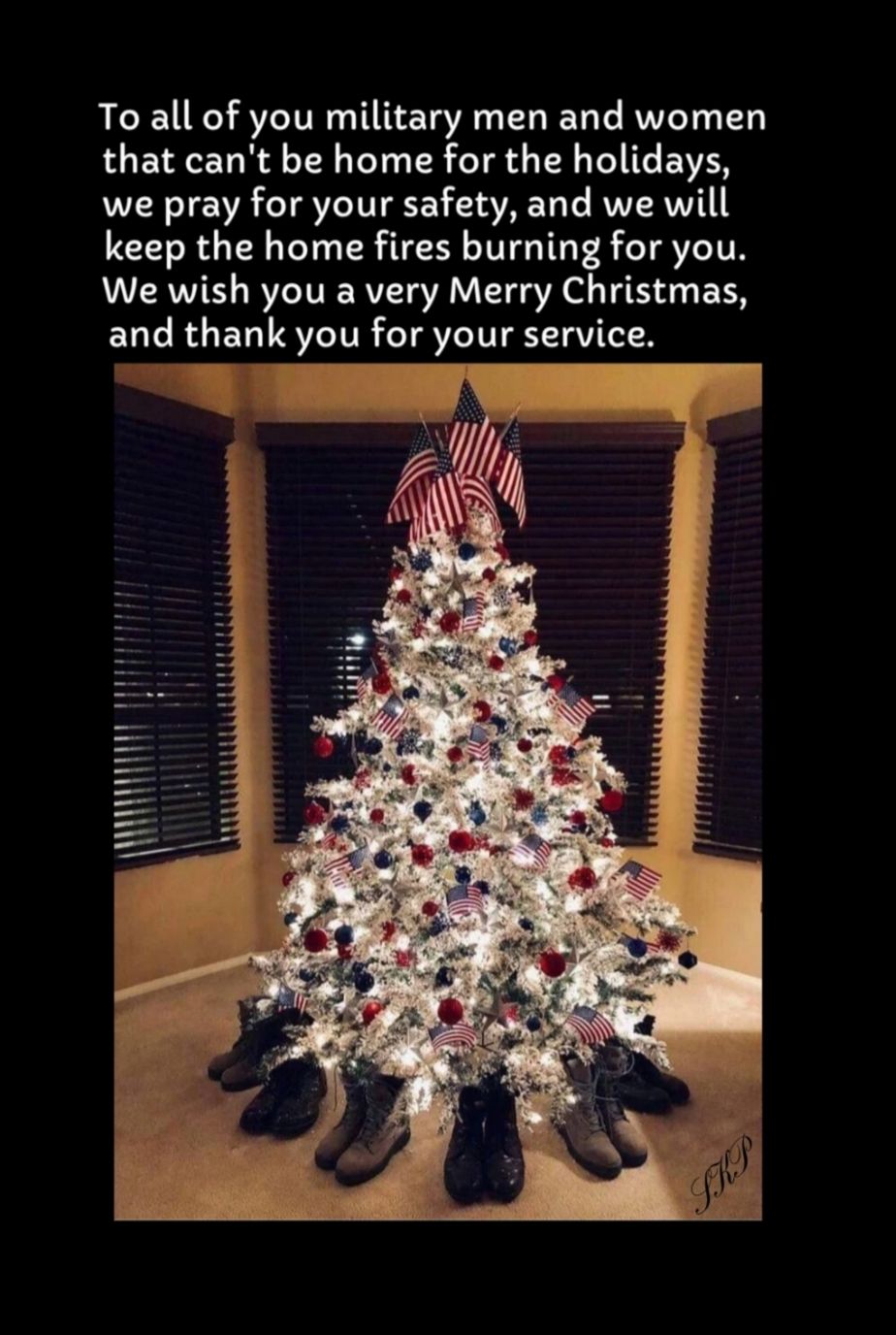 To all of you military men and women that cant be home for the holidays we pray for your safety and we will keep the home fires burning for you We wish you a very Merry Christmas and thank you for your service LULLLLLLLLLLL L zff