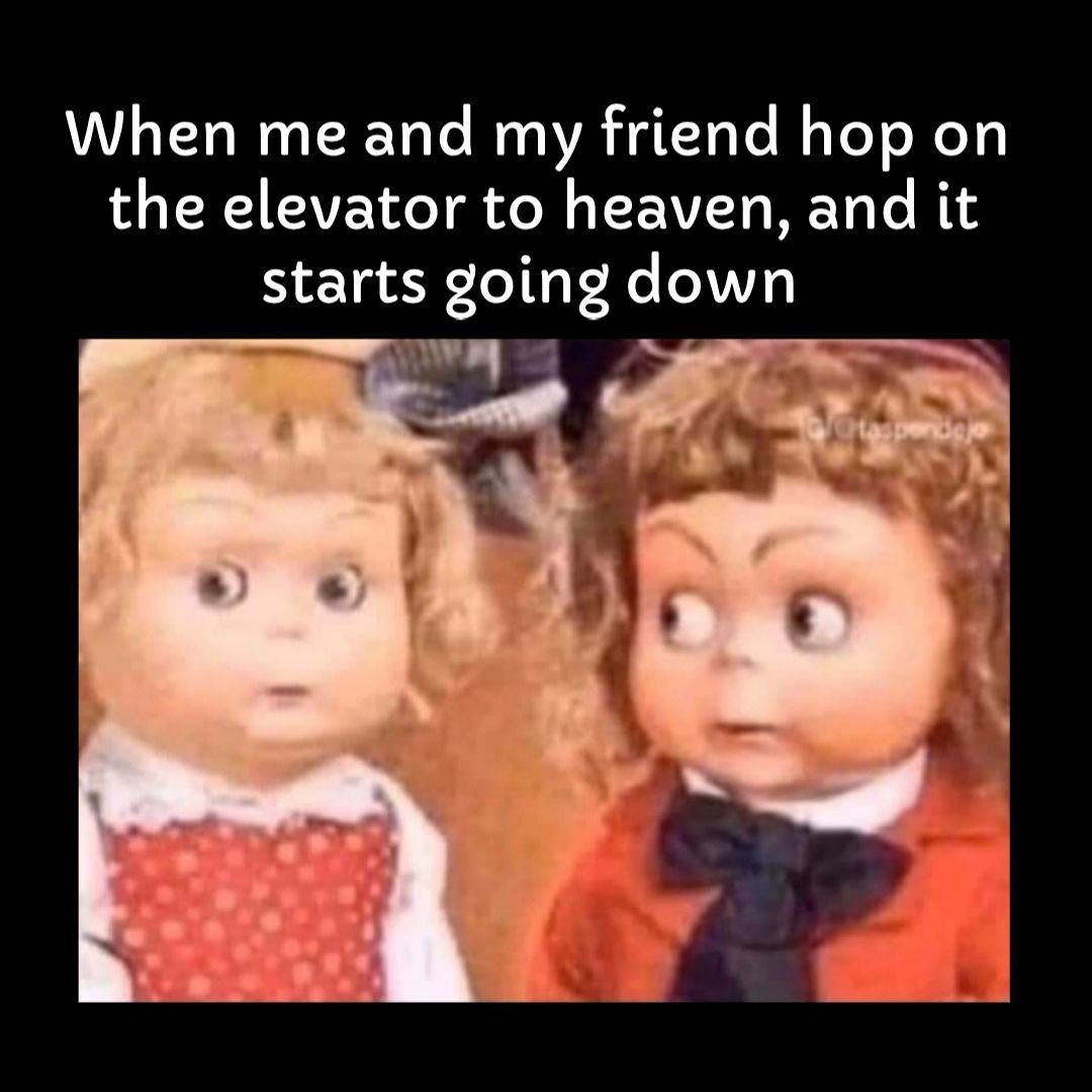 When me and my friend hop on the elevator to heaven and it starts going down TNy