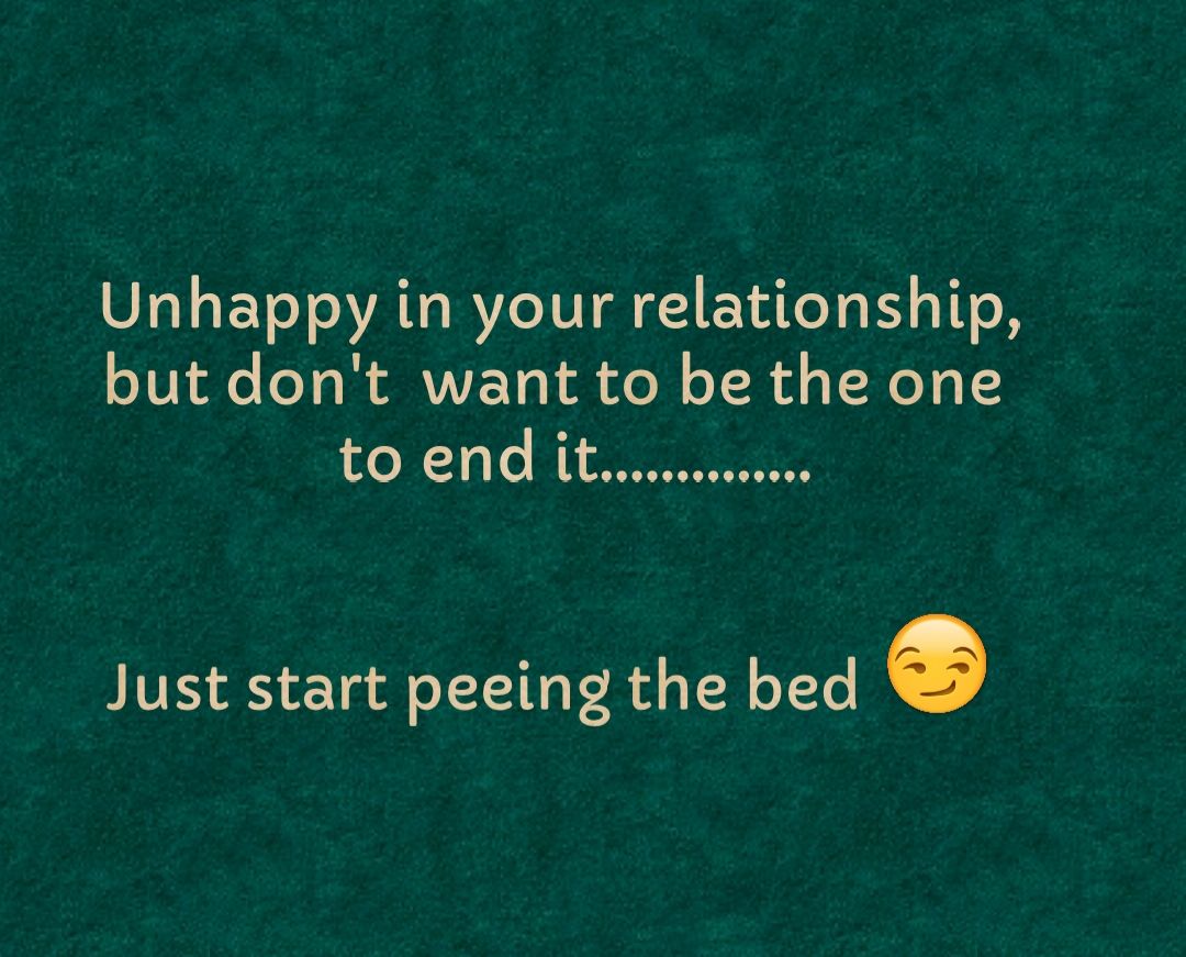 Unhappy in your relationship oV e oo R ARVE 1o ol oT Rd s Y NeTy toendit wix Just start peeing the bed