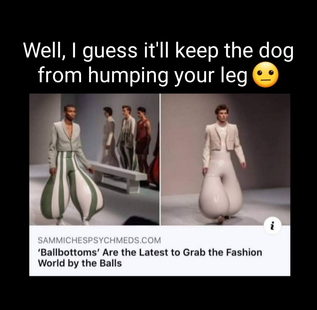 Well guess itll keep the dog from humping your leg Ballbottoms Are the Latest to Grab the Fashion World by the Balls