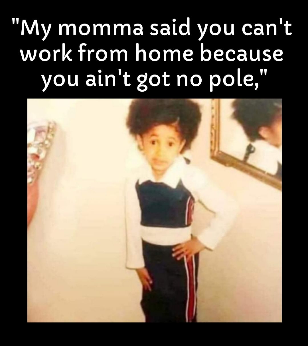 My momma said you cant work from home because you aint got no pole