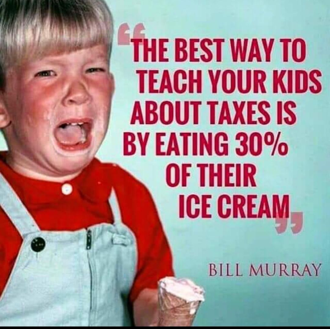 w4 THE BESTWAYTO TEACH YOUR KIDS ABOUTTAXESIS BY EATING 30 F OFTHER ICE CREA A s wmwan