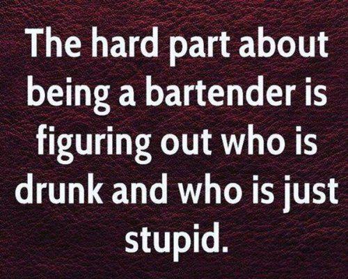 The hard part about being a bartender is figuring out who is GITHLEN TR DR T stupid