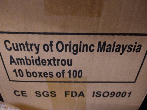 Cuntry of Originc MalaySIa Ambidextrou AQ bhoxes of 100 CE SGS FDA IsO9007 l N