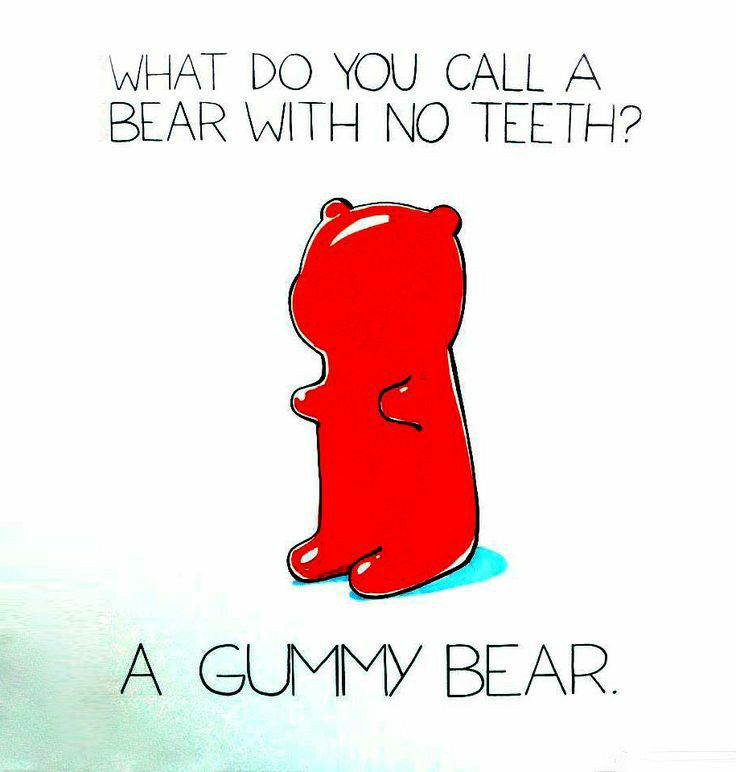 WHAT DO YOU CALL A BEAR WITH NO TEETH A GUMMMY BEAR