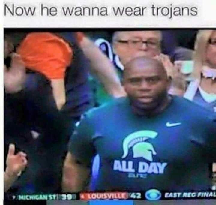 Now he wanna wear trojans 4 aurw wiowcansti 39 wovsyiee 42 eastarc rmal LOUSVILLE