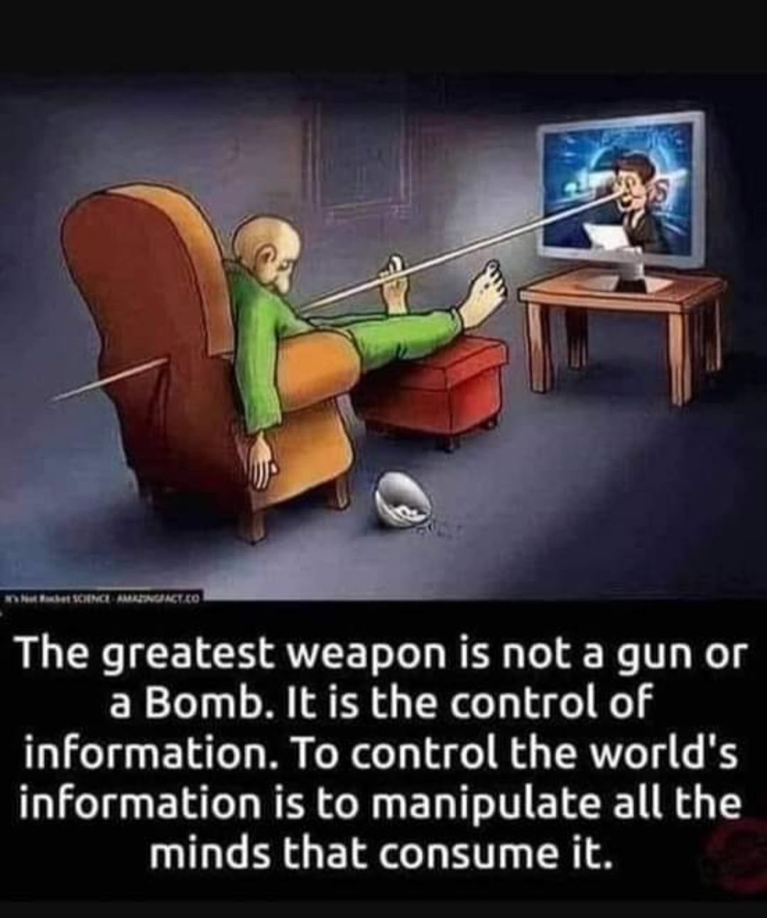The greatest weapon is not a gun or a Bomb It is the control of information To control the worlds information is to manipulate all the minds that consume it