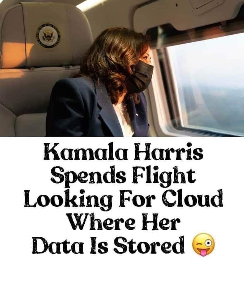 Kamala Harris Spends Flight Looking For Cloud Where Her Data Is Stored