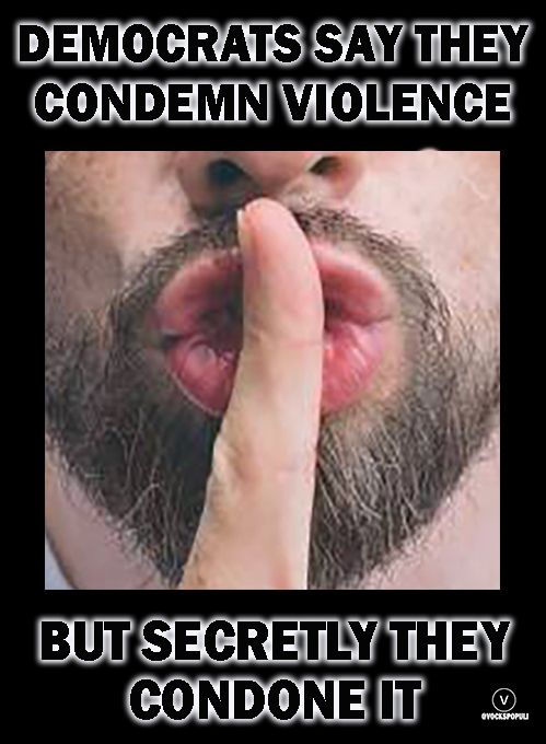 DEMOCRATSISAYJTHEY CONDEMNVIOLENCE ot e BUTSECRETLYSTHEY ICONDONEI TS