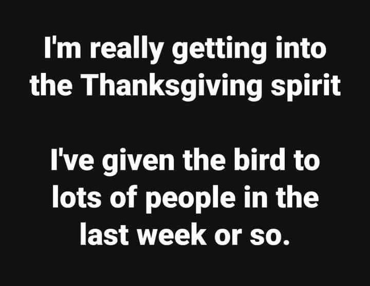 N RCEDA T T R the Thanksgiving spirit Ive given the bird to lots of people in the last week or so