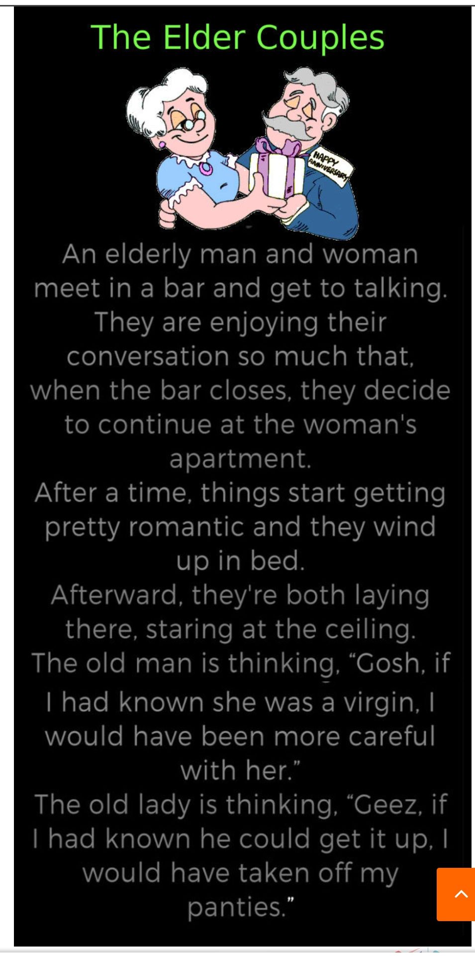 A CR S ST OI o SIS Y7 3 23 __ An elderly man and woman IR NN o g Talo NeSY Mt R 11 I gl They are enjoying their conversation so much that Wial TaRuaN o1l 111NN d o STed o oNelelaldaVI R 1aRd o R Vol a g 10 kS apartment After a time things start getting ol1nnYA el ast T ol del 1ale Rd o TVAVIoTo STe Mgl olle NI WET o e SA N oTod s M YVil gle there staring at the ceiling The old man is thinking Gosh