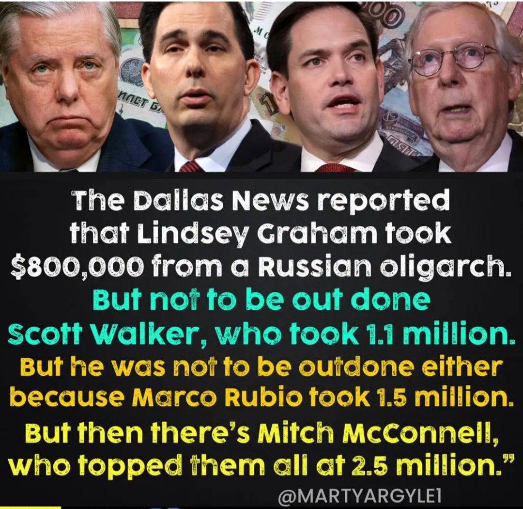 The Dalias News reported that Lindsey Grahiam took St Lo loNoToTo R ol Weo il VESeaWe e Lo el But nof to be out done scott Walker who took 11 miilion L O Buft tt m gk e o K n ot 9 AgleRfeolel o Ry o We g R MARTYARGYLE