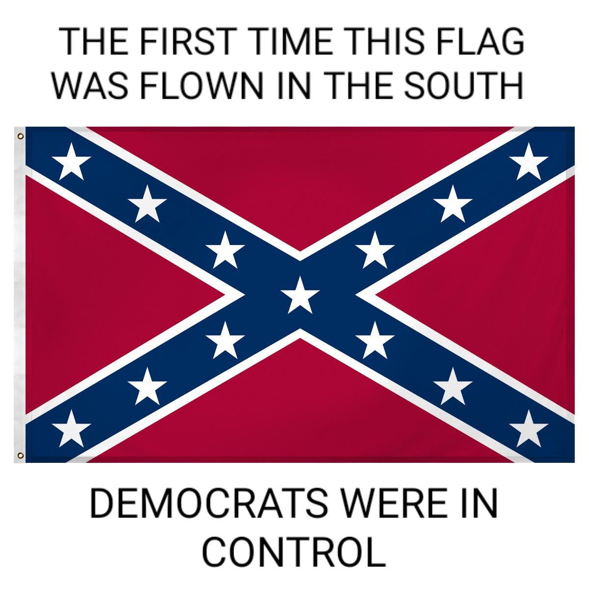THE FIRST TIME THIS FLAG WAS FLOWN IN THE SOUTH DEMOCRATS WERE IN CONTROL