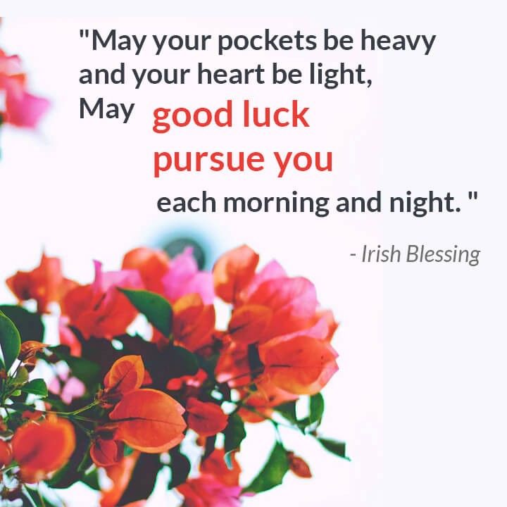 May your pockets be heavy and your heart be light May each morning and night q Irish Blessing
