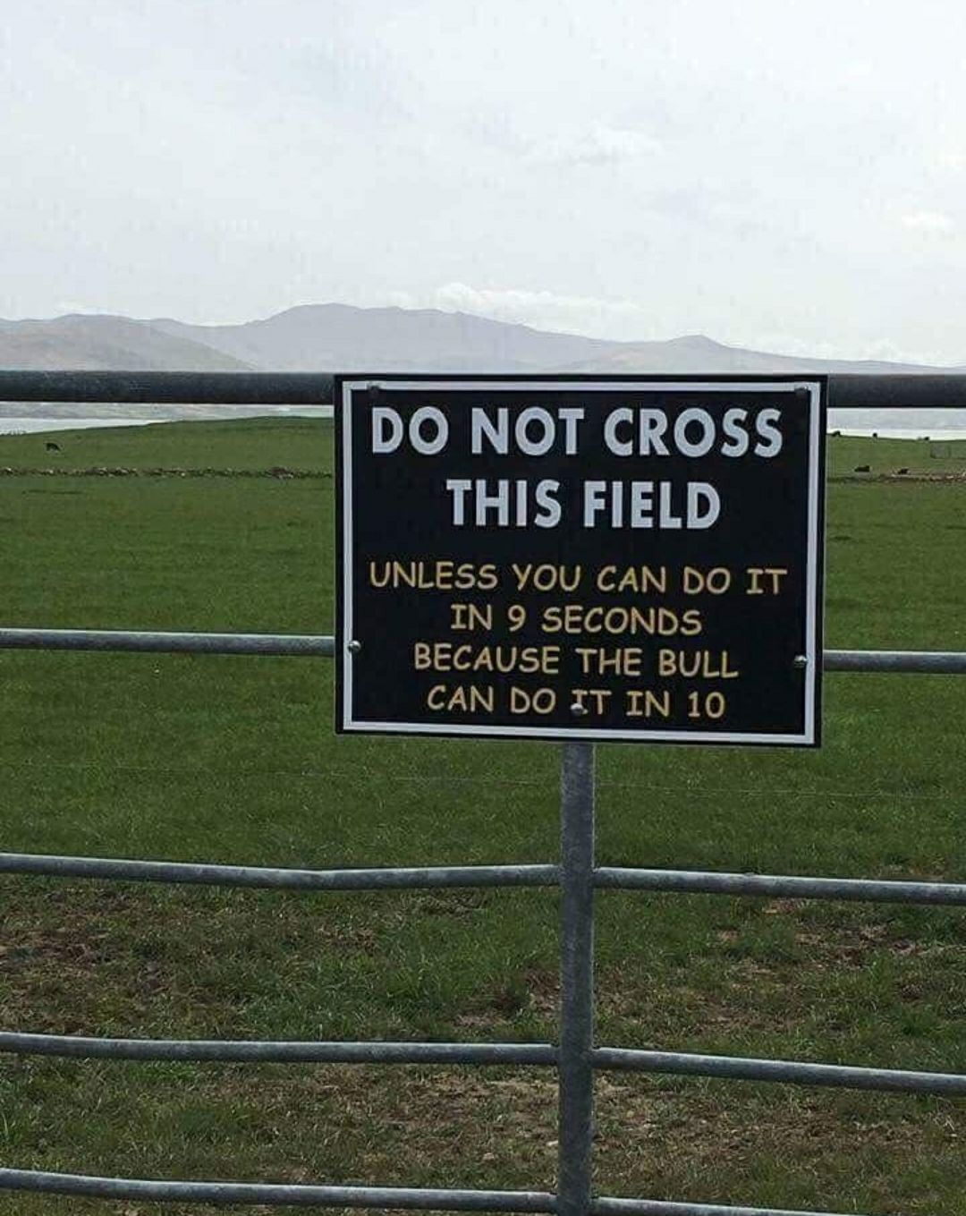 p DO NOT CROSS sw THIS FIELD UNLESS YOU CAN DO IT IN 9 SECONDS BECAUSE THE 021 N 0T 2 i il f