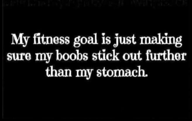 My fitness goal is just making sure my boobs stick out further than my stomach