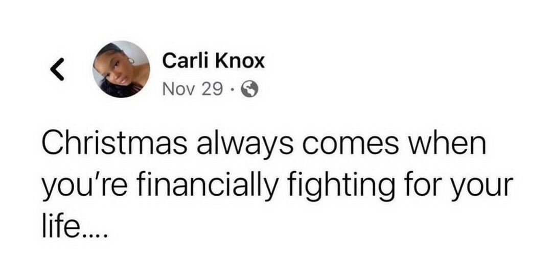 Carli Knox g Christmas always comes when youre financially fighting for your life