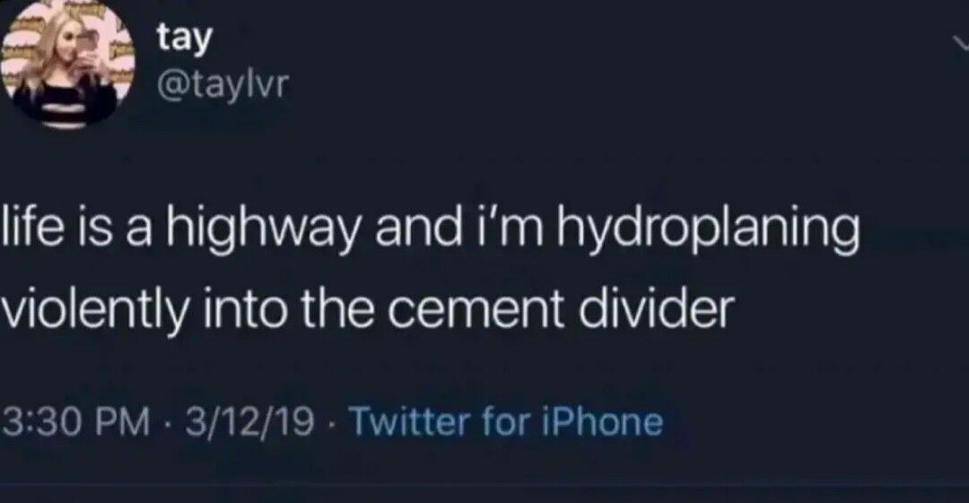 tay taylvr NSEEN e gWYEIRTole K aY e olsFTaTTqTe violently into the cement divider 330 PM 31219 Twitter for iPhone