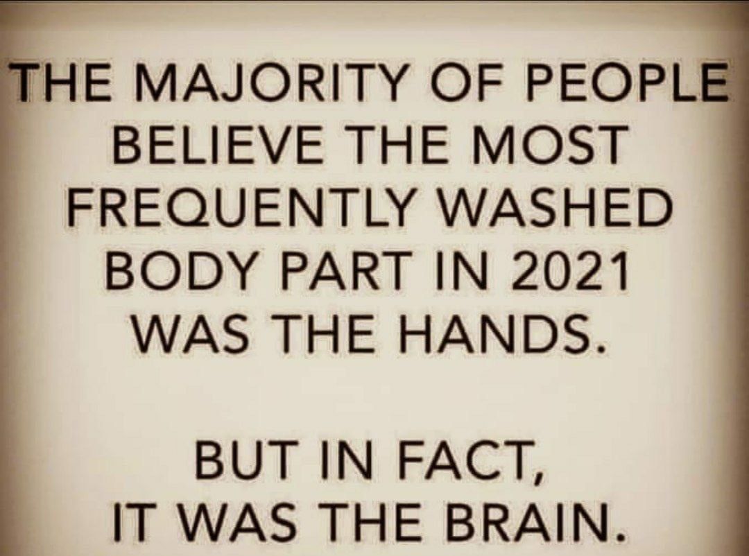 E MAJORITY OF PEOPL BELIEVE THE MOST FREQUENTLY WASHED BODY PART IN 2021 WAS THE HANDS BUT IN FACT IT WAS THE BRAIN