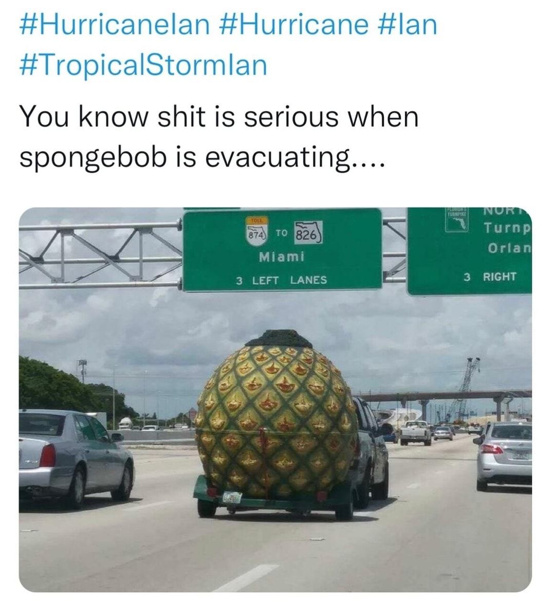 You know shit is serious when spongebob is evacuating o