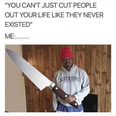YOU CANT JUST CUT PEOPLE OUT YOUR LIFE LIKE THEY NEVER EXISTED