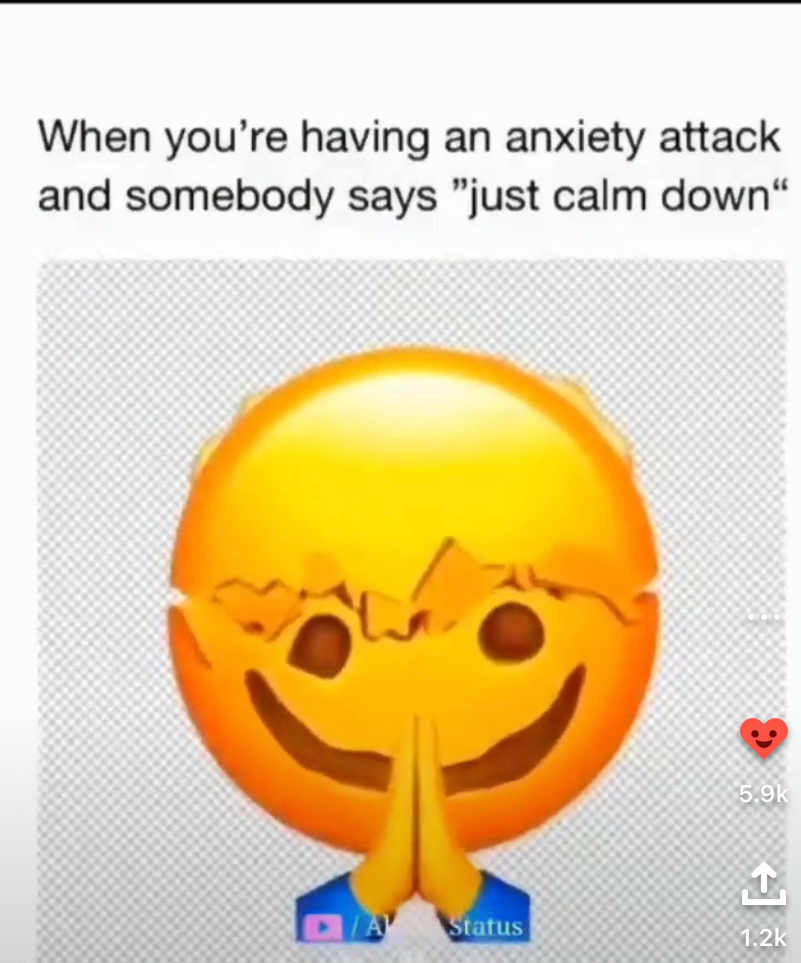 When youre having an anxiety attack and somebody says just calm down