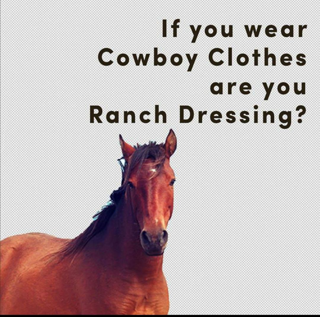 If you wear Cowboy Clothes are you Ranch Dressing