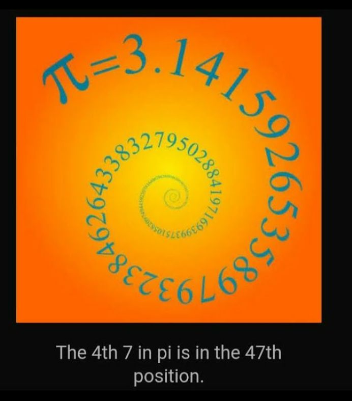 The 4th 7 in pi is in the 47th position