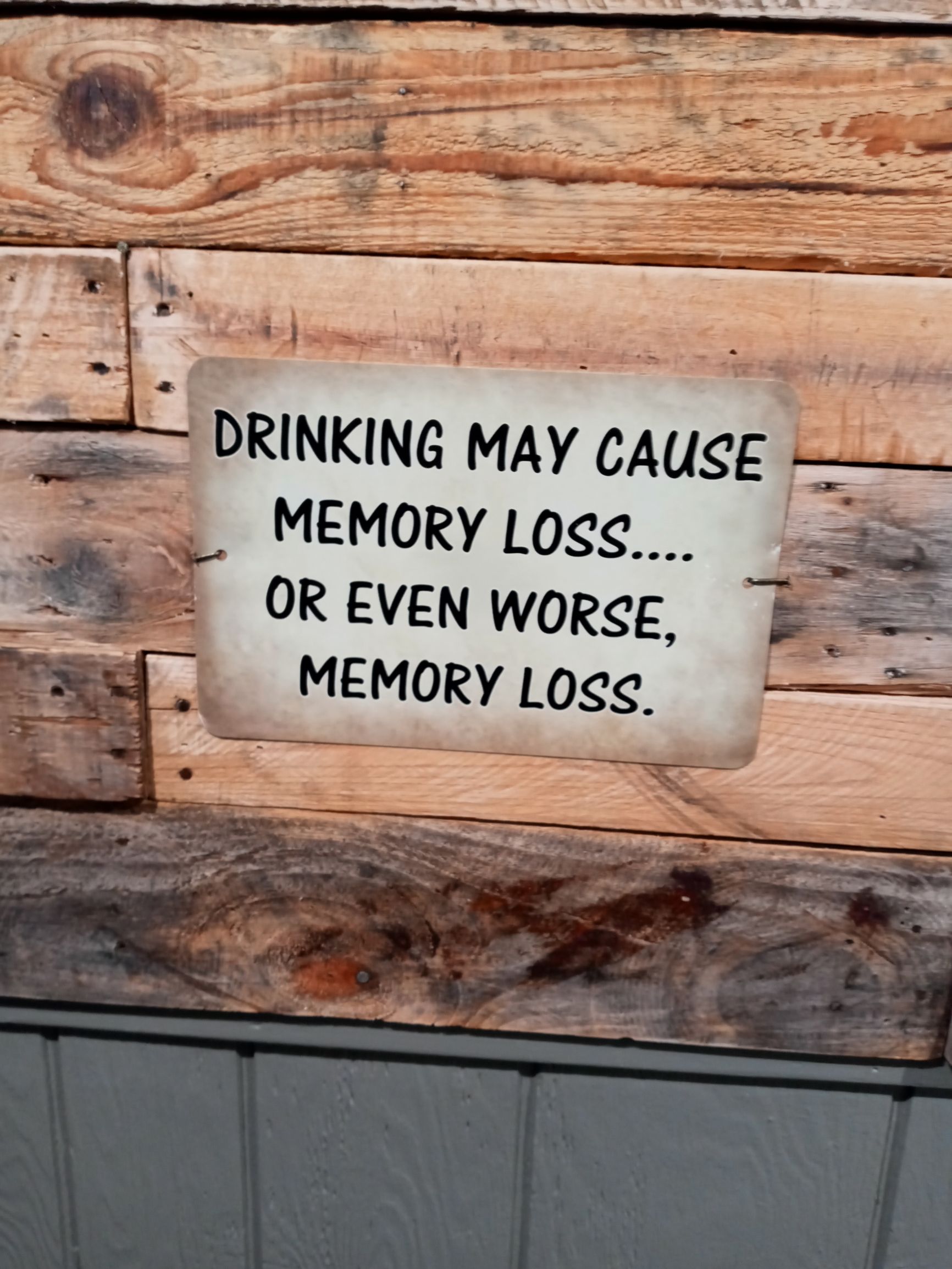 GJW R i i DRINKING MAY CAUSE MEMORY LOSS OR EVEN WORGE MEMORY Log