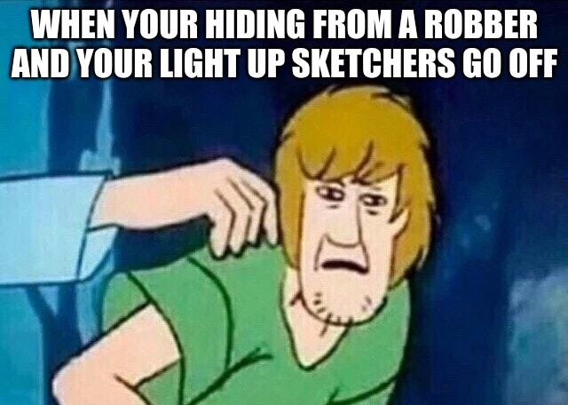 HEN YOUR HIDING FROM A ROBBER ANDYOUR LIGHT UP SKETCHERS GO OFF