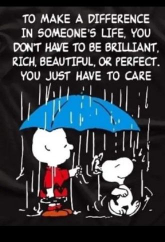 TO MAKE A DIFFERENCE IN SOMEONES LIFE YOU DONT HAVE TO BE BRILLIANT RICH BEAUTTRUL OR PERFECT YOU Just HAVE TO CARE