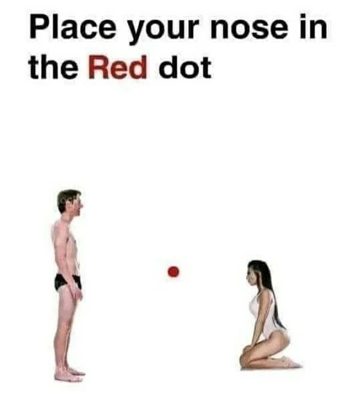 Place your nose in the Red dot