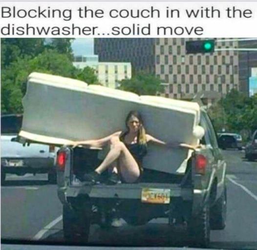 Blocking the couch in with the dishwashersolid move