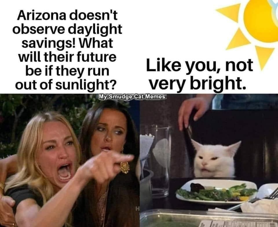 Arizona doesnt observe daylight savings What will their future be if they run out of sunlight N Like you not very bright o