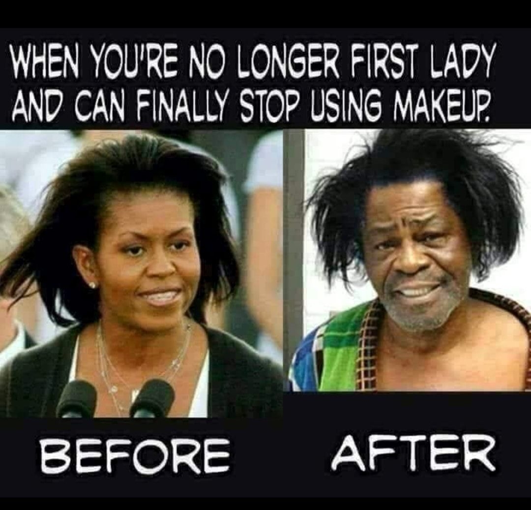 WHEN YOURE NO LONGER FIRST LADY AND CAN FINALLY STOP USING MAKEUP BEFORE AFTER