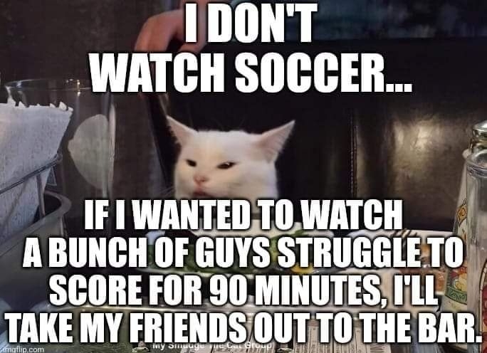 IDONT WATCH SOCCER AW 7 IFIWANTEDJOWATCH AT SO A LUDUIAL
