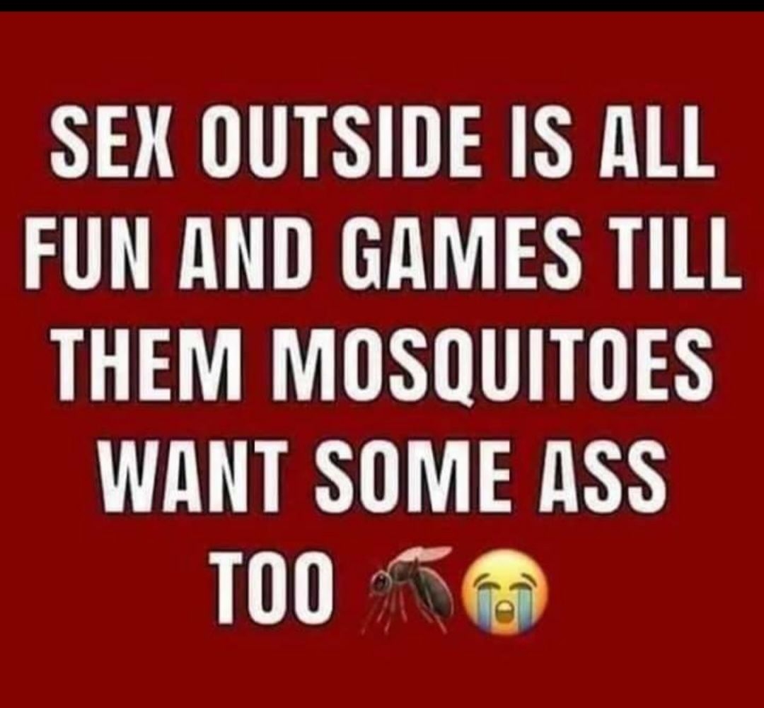 SEN OUTSIDE IS ALL FUN AND GAMES TILL THEM MOSQUITOES WANT SOME ASS L