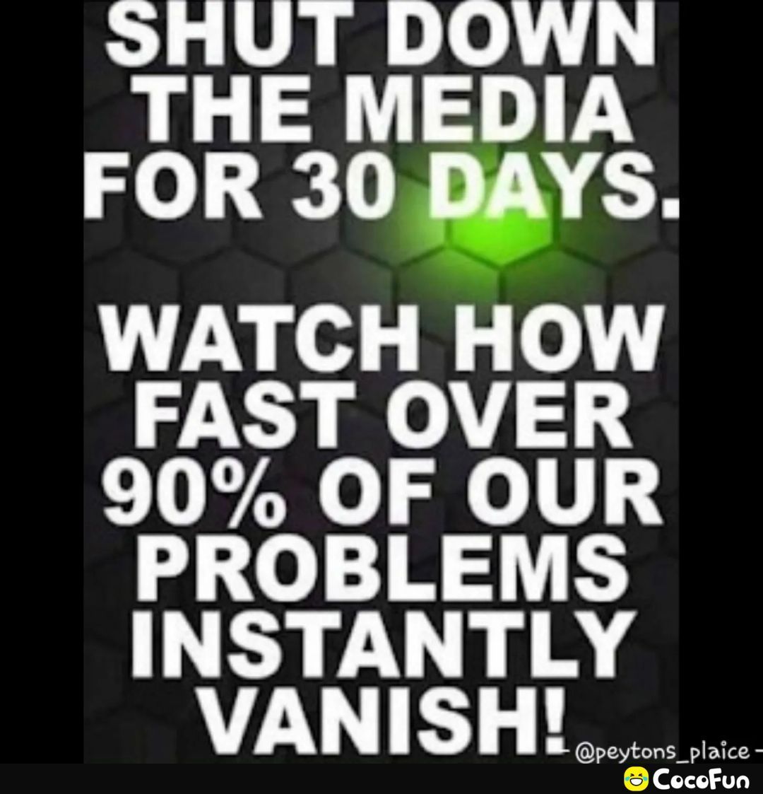 SHUT DOWN THE MEDIA FOR 30 DAYS WATCH HOW FAST OVER 90 OF OUR PROBLEMS INSTANTLY VU T