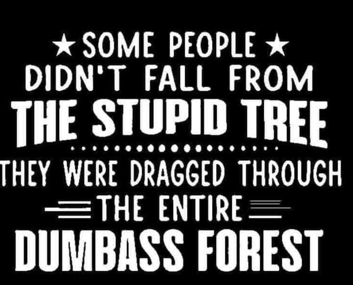SOME PEOPLE DIDNT FALL FROM THE STUPID TREE THEY WERE DRAGGED THROUGH THE ENTIRE DUMBASS FOREST