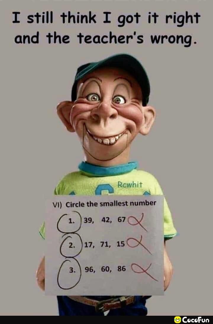 I still think I got it right and the teachers wrong