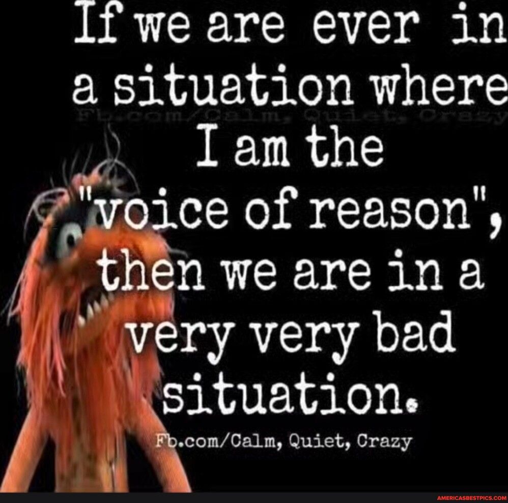 If we are ever in a situation where I am the yoice of reason nweareina ry very bad situation comCalm Quiet Crazy