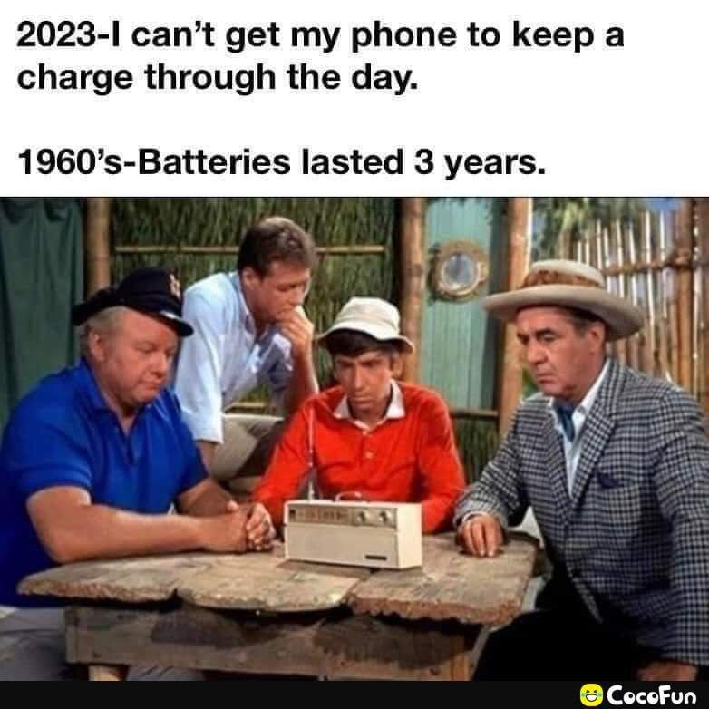 2023 1 cant get my phone to keep a charge through the day 1960s Batteries lasted 3 years CocefFun