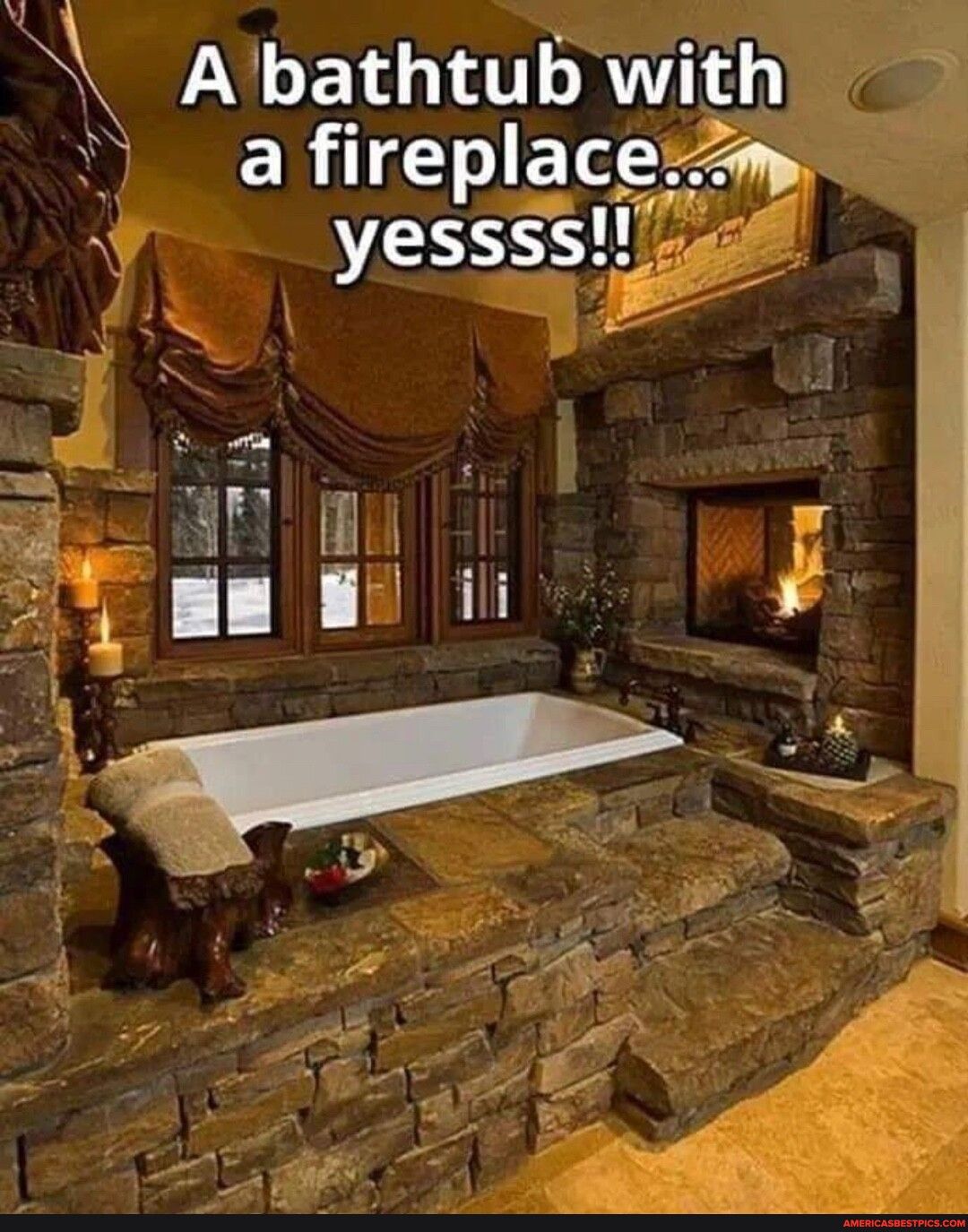 Albathtub with l afireplacemm yessss
