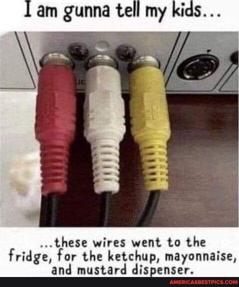 am gunna tell my kids these wires went to the fridge for the ketchup mayonnaise and mustard dispenser