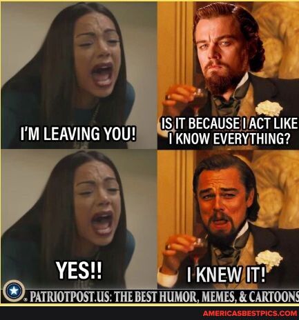 o ISIT BECAUSE IACT LIKE IM LEAVING YOU TKNOW EVEHYTHING V YES OEY i PATRJOTPOSI US THE BEST HUMOR MEMES CARTOONS