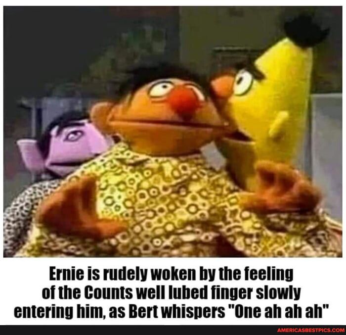 Ernie is rudely woken by the feeling of the Counts well lubed finger slowly entering him as Bert whispers One ah ah ah